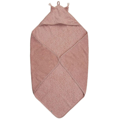Pudrasto roza brisača s kapuco iz organskega bombaža UŠESKA, Pippi®