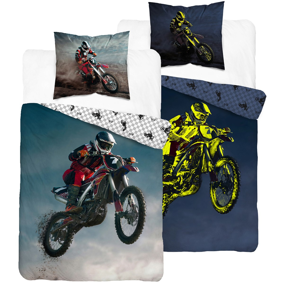 2-delna posteljnina MOTOCROSS Glow in the dark, 140x200 cm