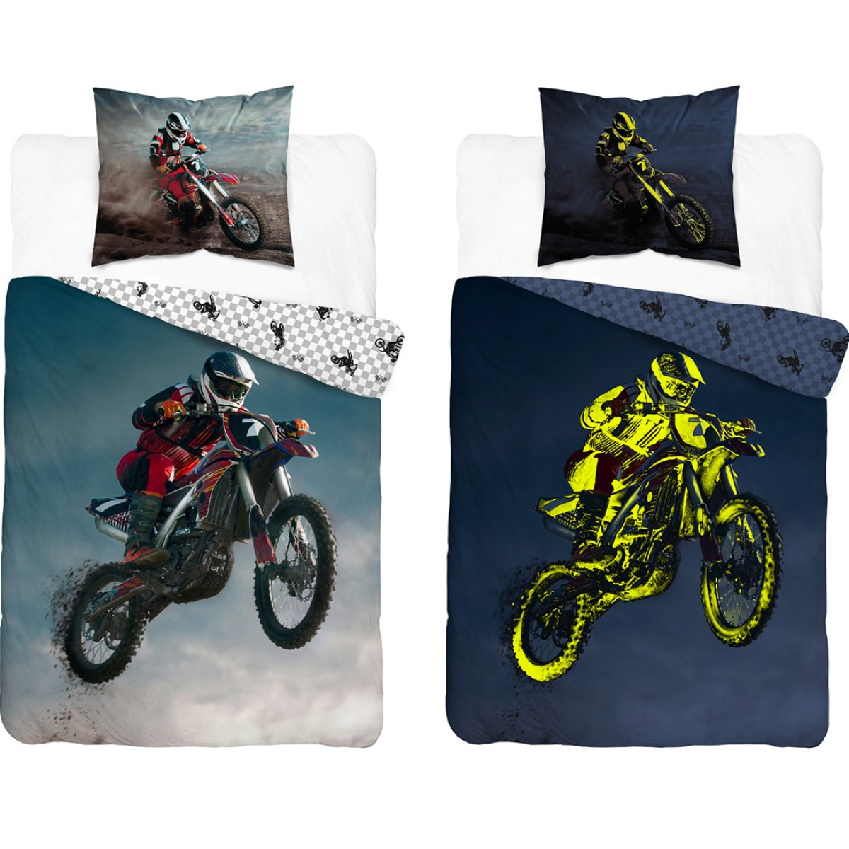 2-delna posteljnina MOTOCROSS Glow in the dark, 140x200 cm-2