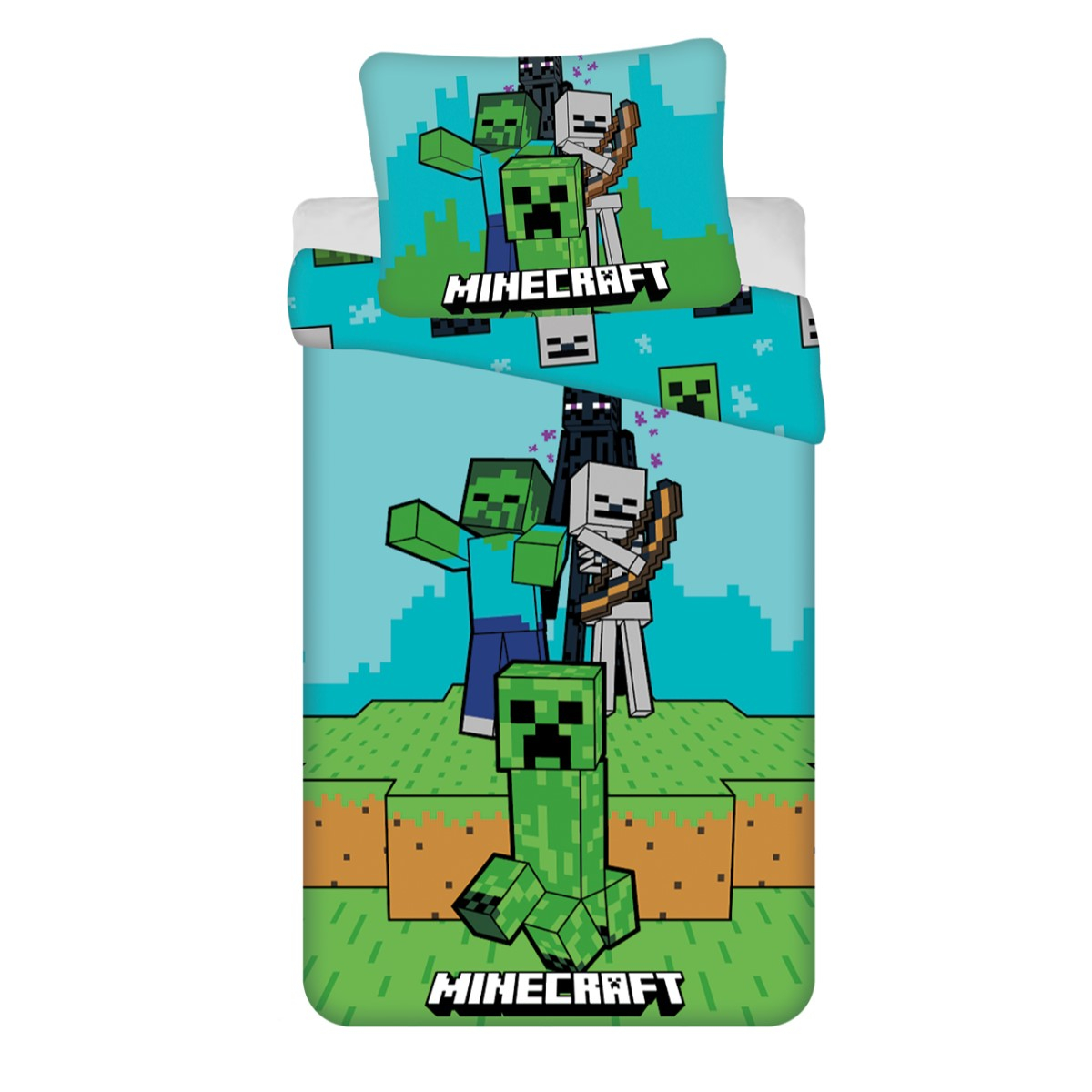 2-delna posteljnina MINECRAFT Mobs Here, 140x200 cm 