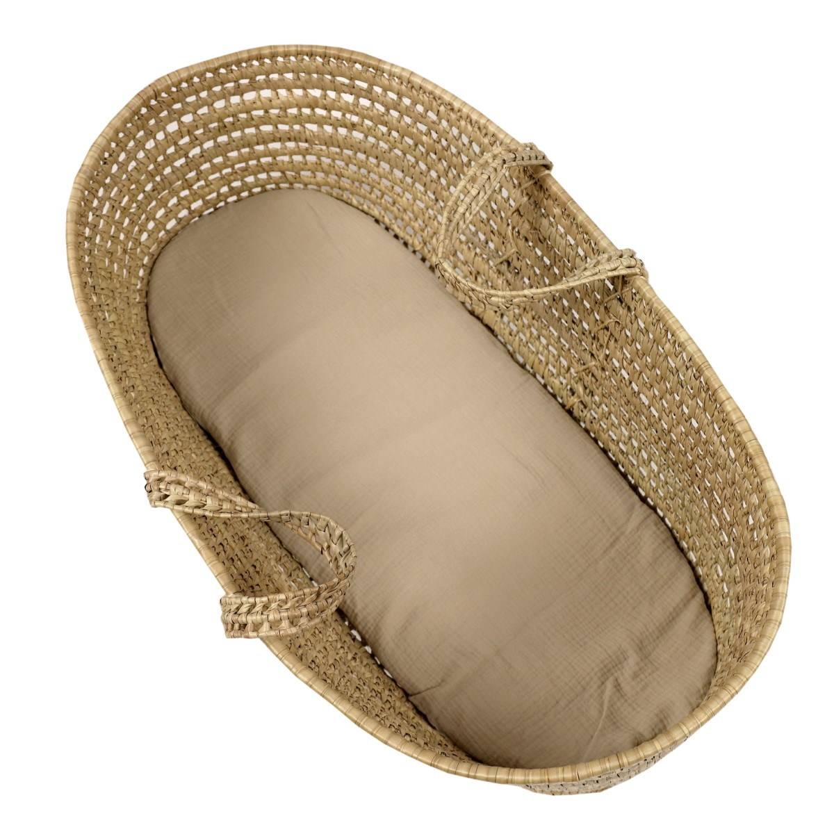 Bež ovalna rjuha za košek 75/80x35/40 cm iz bombažnega muslina, BabyLux-1
