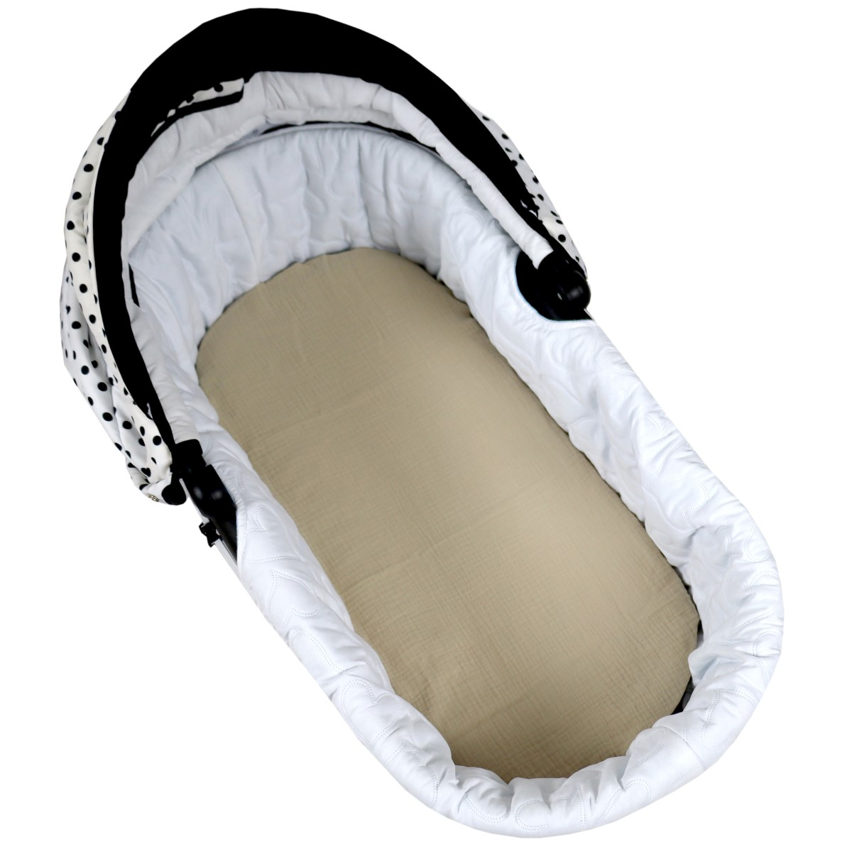 Bež ovalna rjuha za košek 75/80x35/40 cm iz bombažnega muslina, BabyLux-2