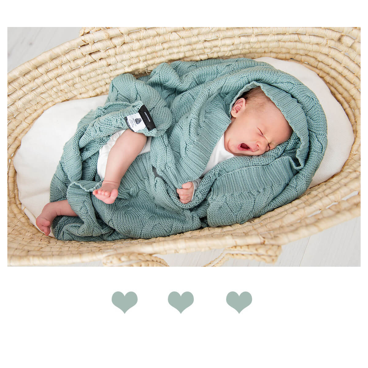metalna mint pletena merino volnena odeja 80x100 cm lullalove 5