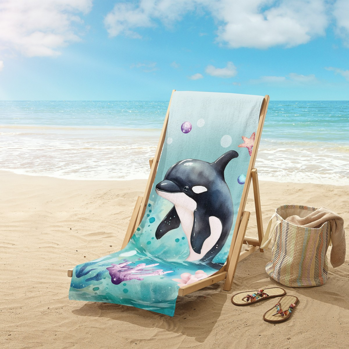 Otroška kopalna brisača ORCA 75x150 cm