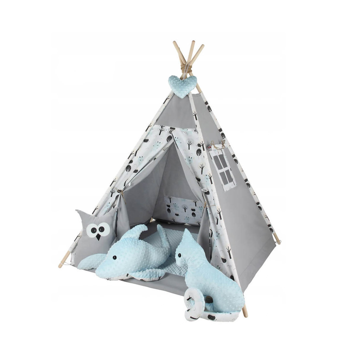 Siv -moder ŠOTOR TIPI bambi in gozd Babymax