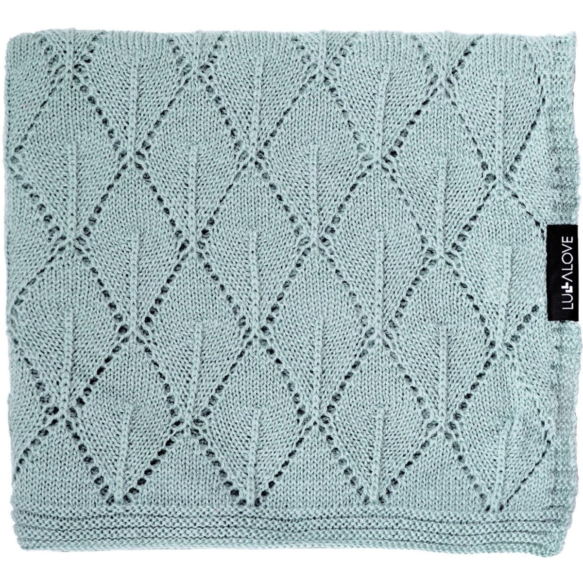 Pastelno zelena MERINO odeja LISTKI, Lullalove 90x100 cm - PREMIUM