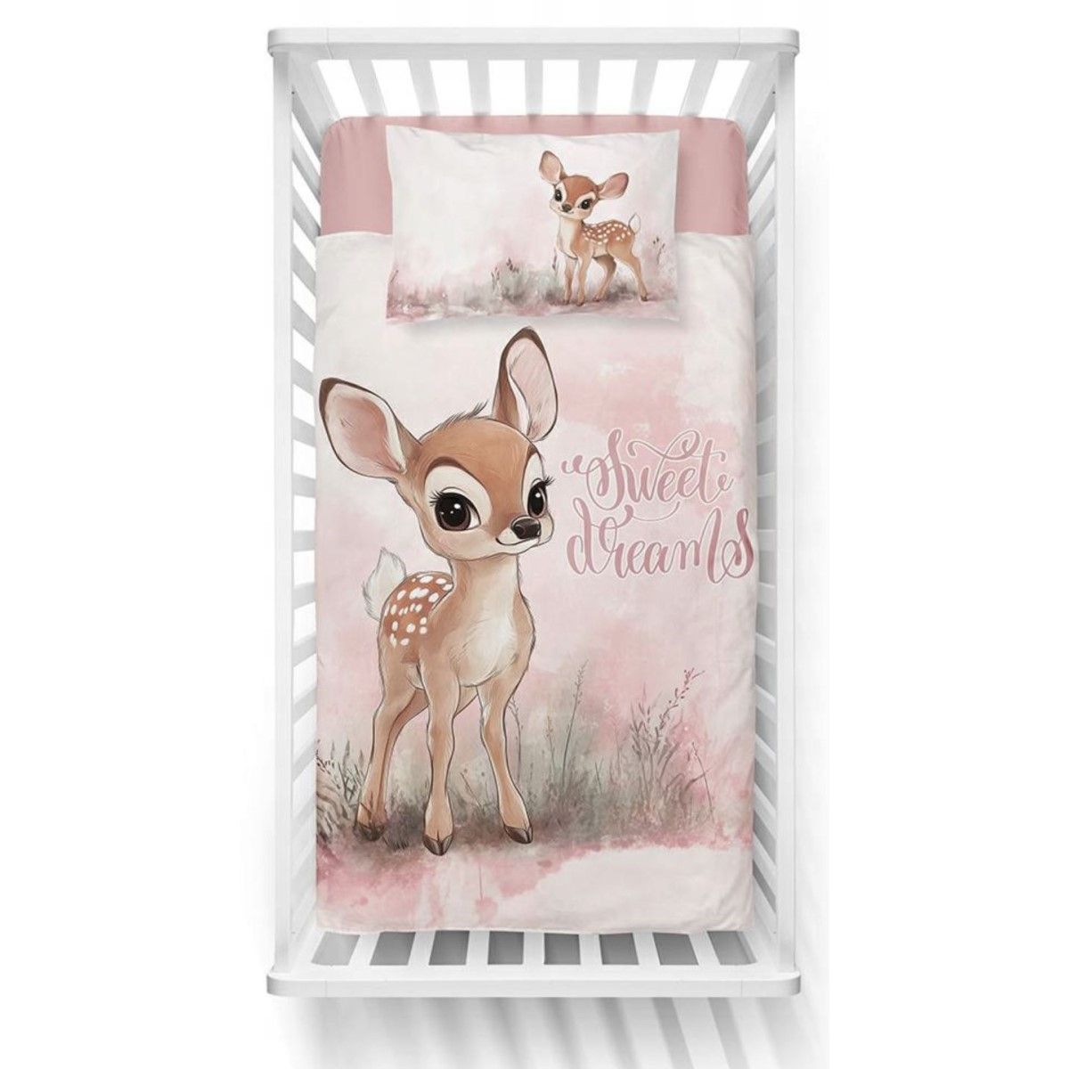 Pudrasto roza posteljnina BAMBI, Sweet dreams 120x90 cm-1