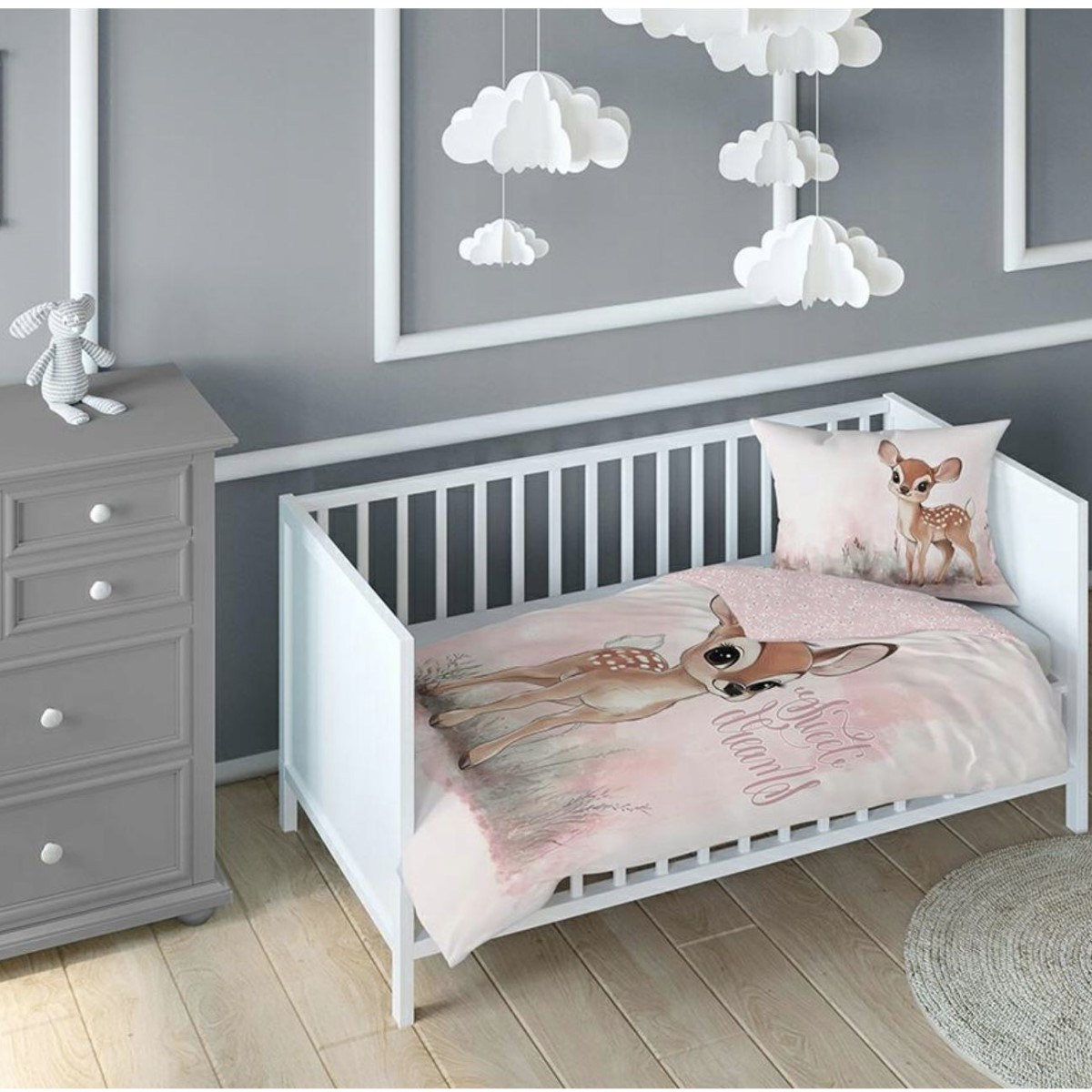 Pudrasto roza posteljnina BAMBI, Sweet dreams 120x90 cm-2