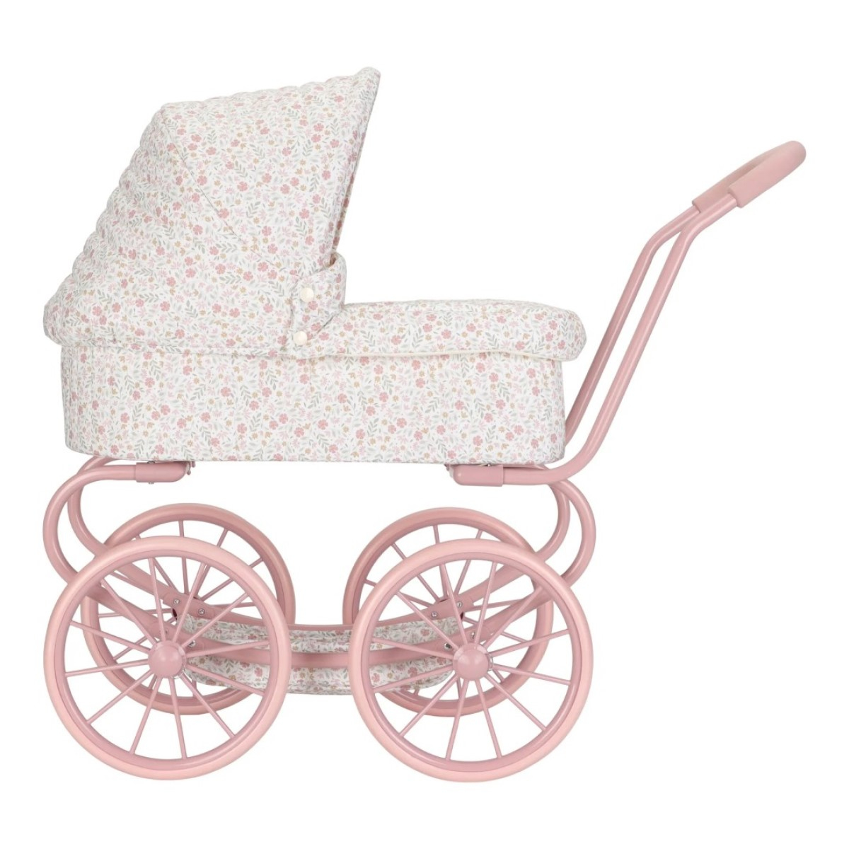 Roza klasičen voziček za punčko Soft Flowers (36 mesecev+), Little Dutch (LD4586)