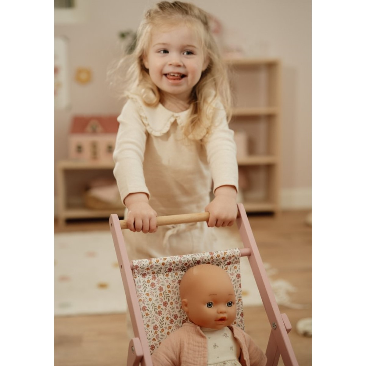Roza lesen voziček za punčko Fairy garden (3 leta+), Little Dutch (LD2518)-3