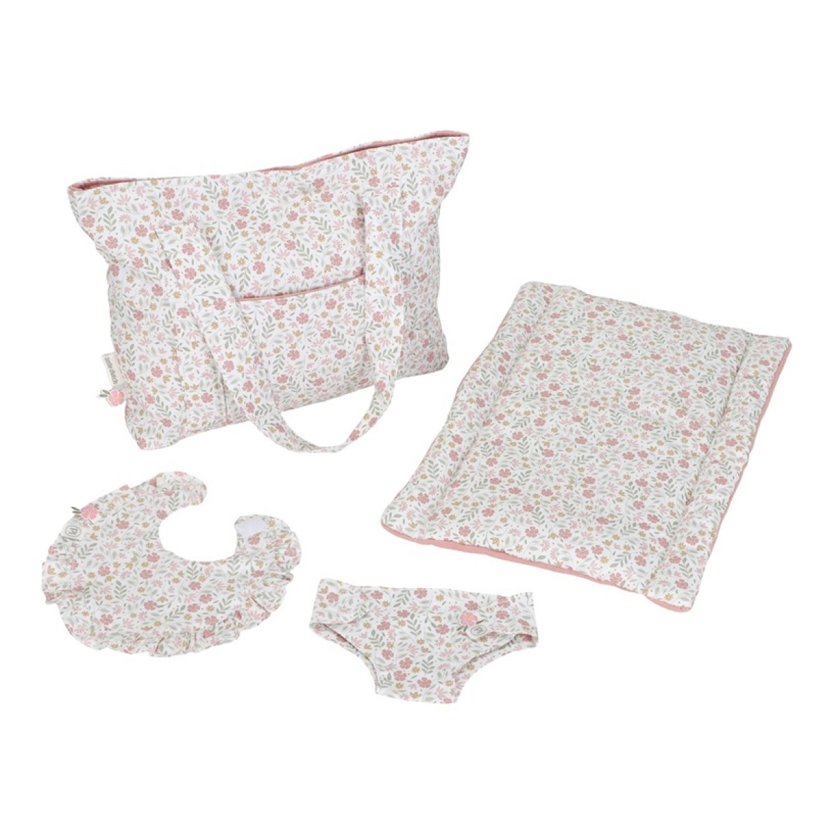 Roza previjalna torba za punčko Soft Flowers (3 leta+), Little Dutch (LD4589)