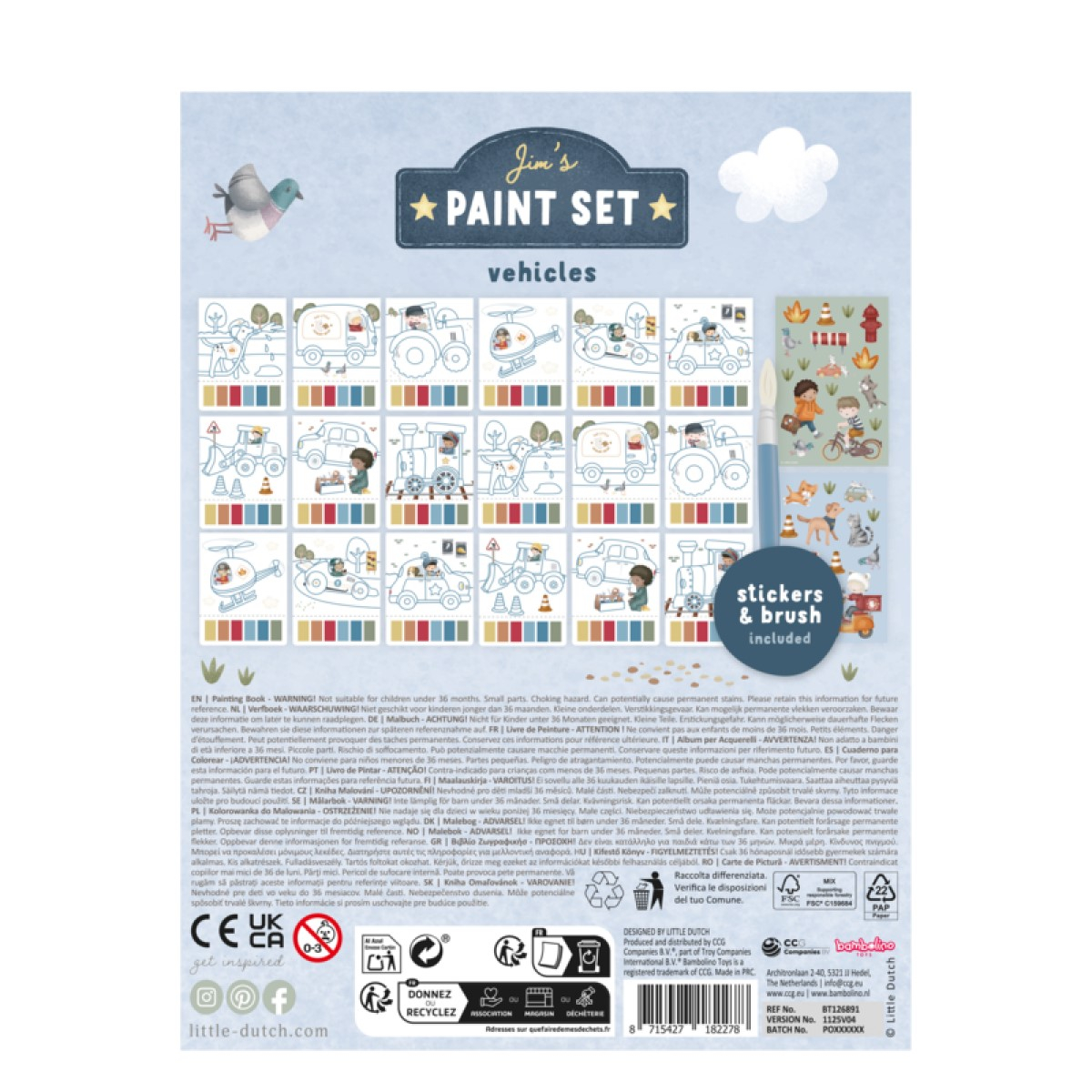 Set za slikanje Jim Vehicles (3 leta+), Little Dutch (126891)-1