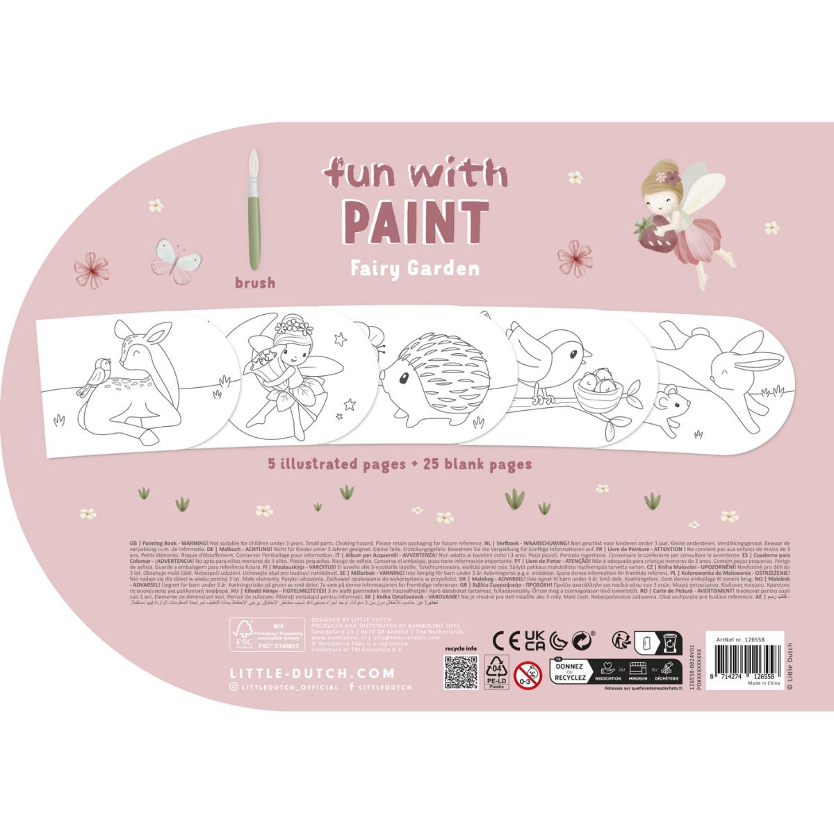 Slikarska knjiga Fairy Garden (3 leta+), Little Dutch (126558)-1