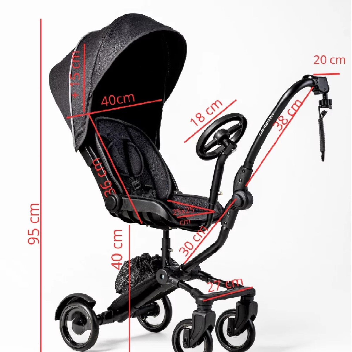 Univerzalna stranska rolka za voziček s sedežem – z volanom