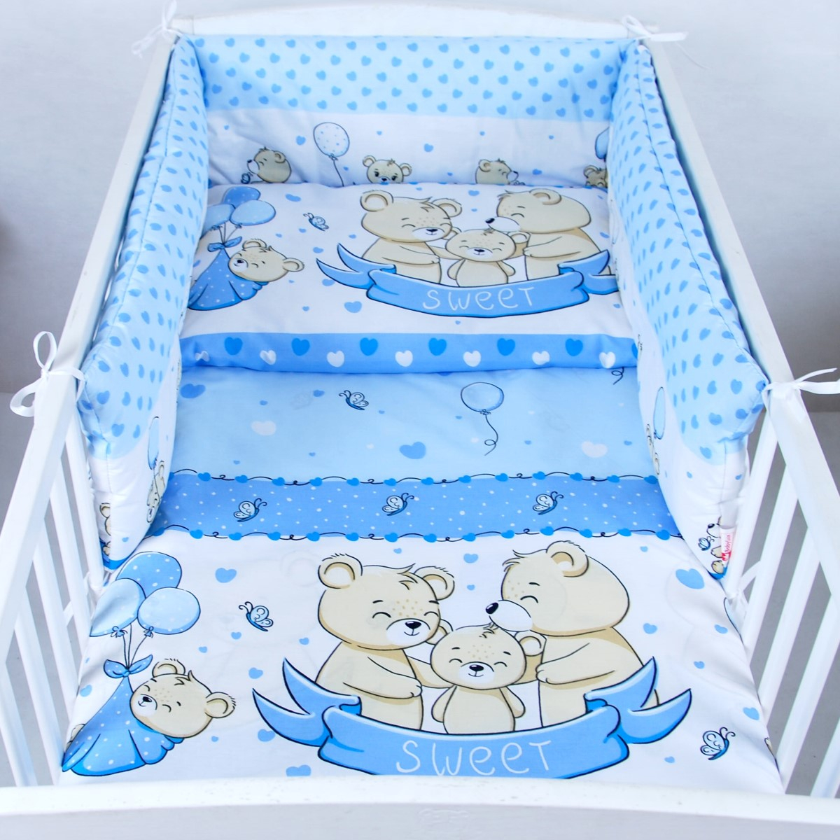 Modra 3-delna posteljnina MEDVEDKI SWEET, 120x90 cm, BabyLux