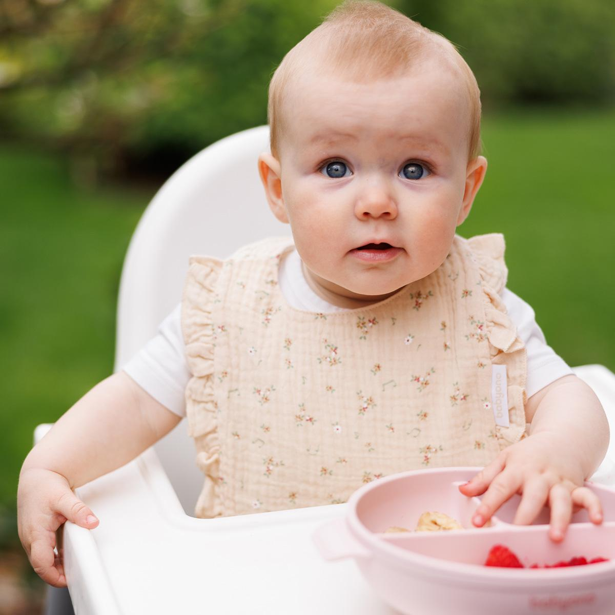 Bež muslin slinček CVETLICE, BabyOno-1