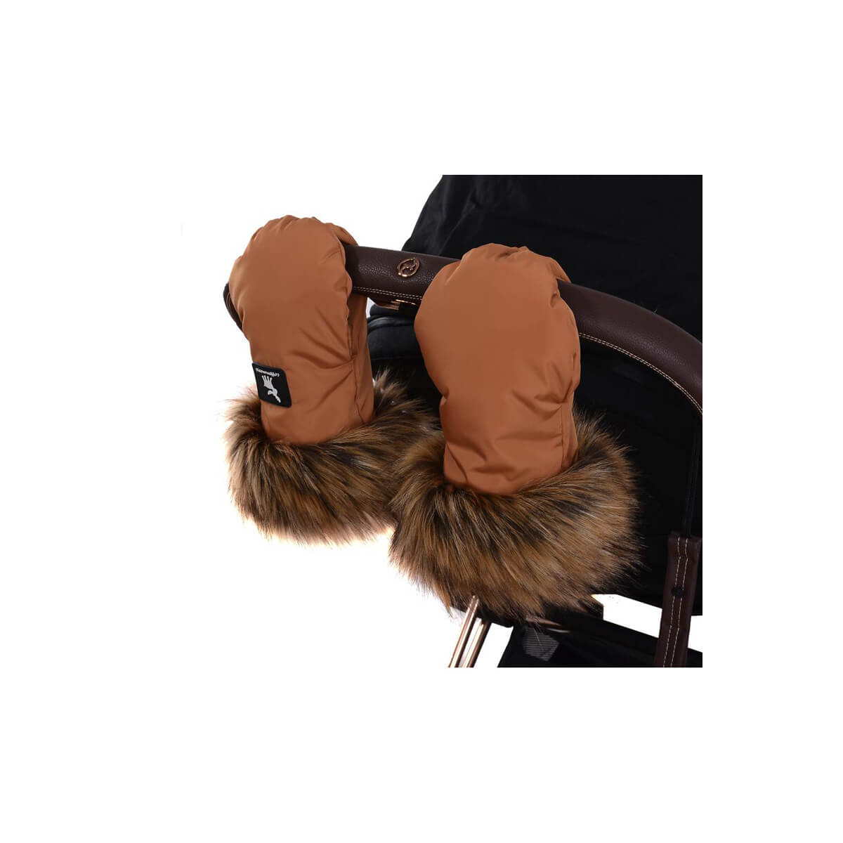 Dvojne karamel rjave rokavice za voziček Cottonmoose