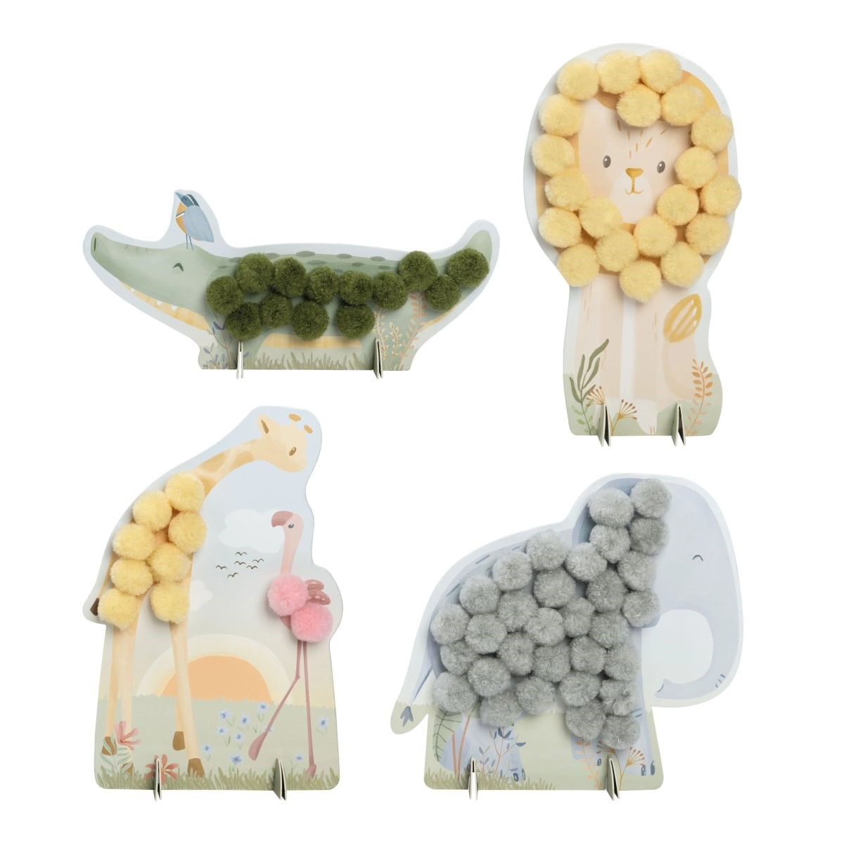 Kartice s pomponi Safari Friends (3 leti+), Little Dutch (126919)-3