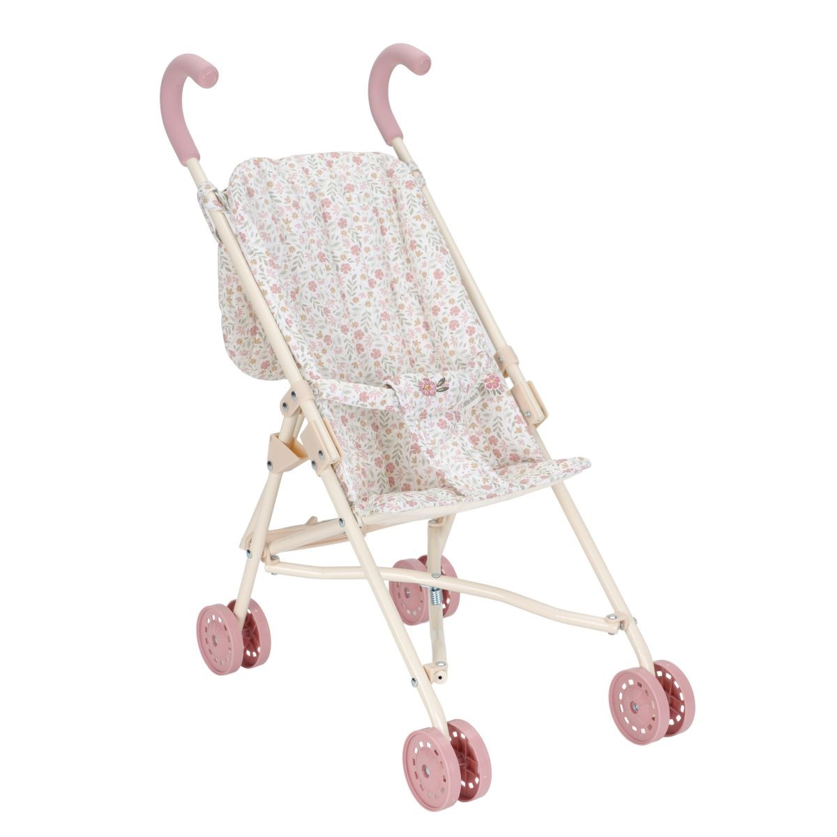 Roza kovinski voziček za punčko Soft Flowers (36 mesecev+), Little Dutch (LD4585)