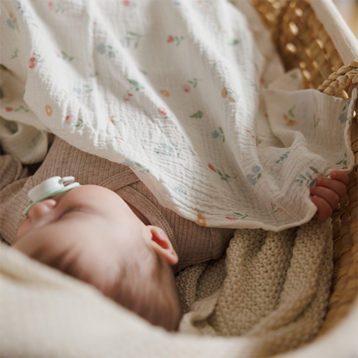 Roza tetra pleničke iz muslina s potiskom, ROŽICE (3 KOSI) BabyOno-3