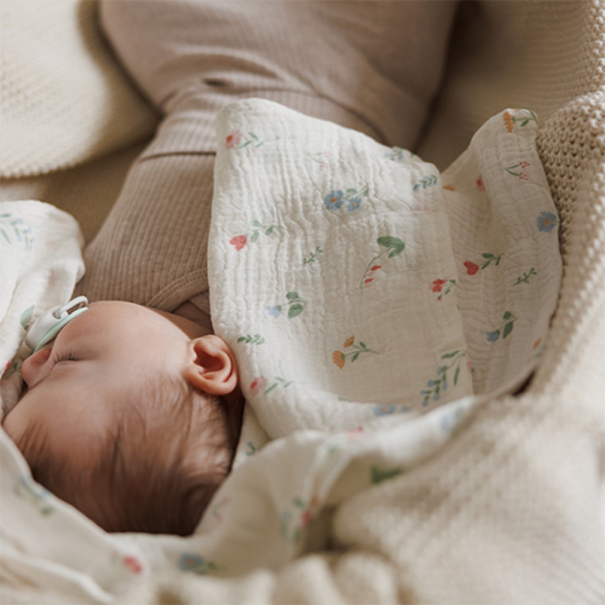 Roza tetra pleničke iz muslina s potiskom, ROŽICE (3 KOSI) BabyOno-5