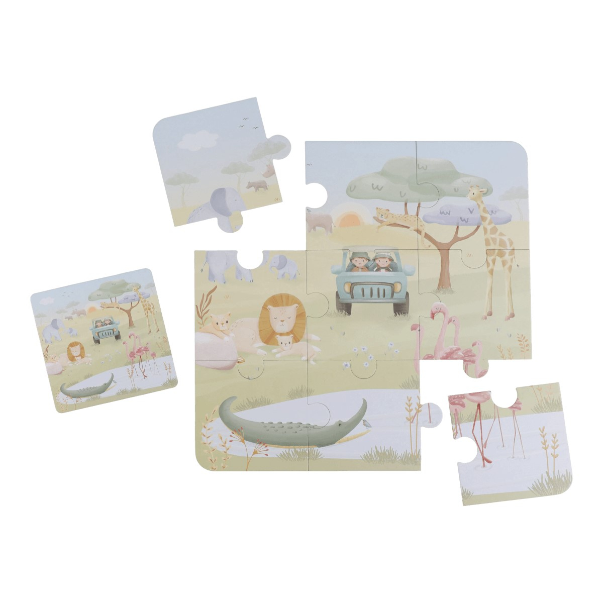 Sestavljanke puzzle Safari Friends 6v1 (2 leti+), Little Dutch (LD7450)-1