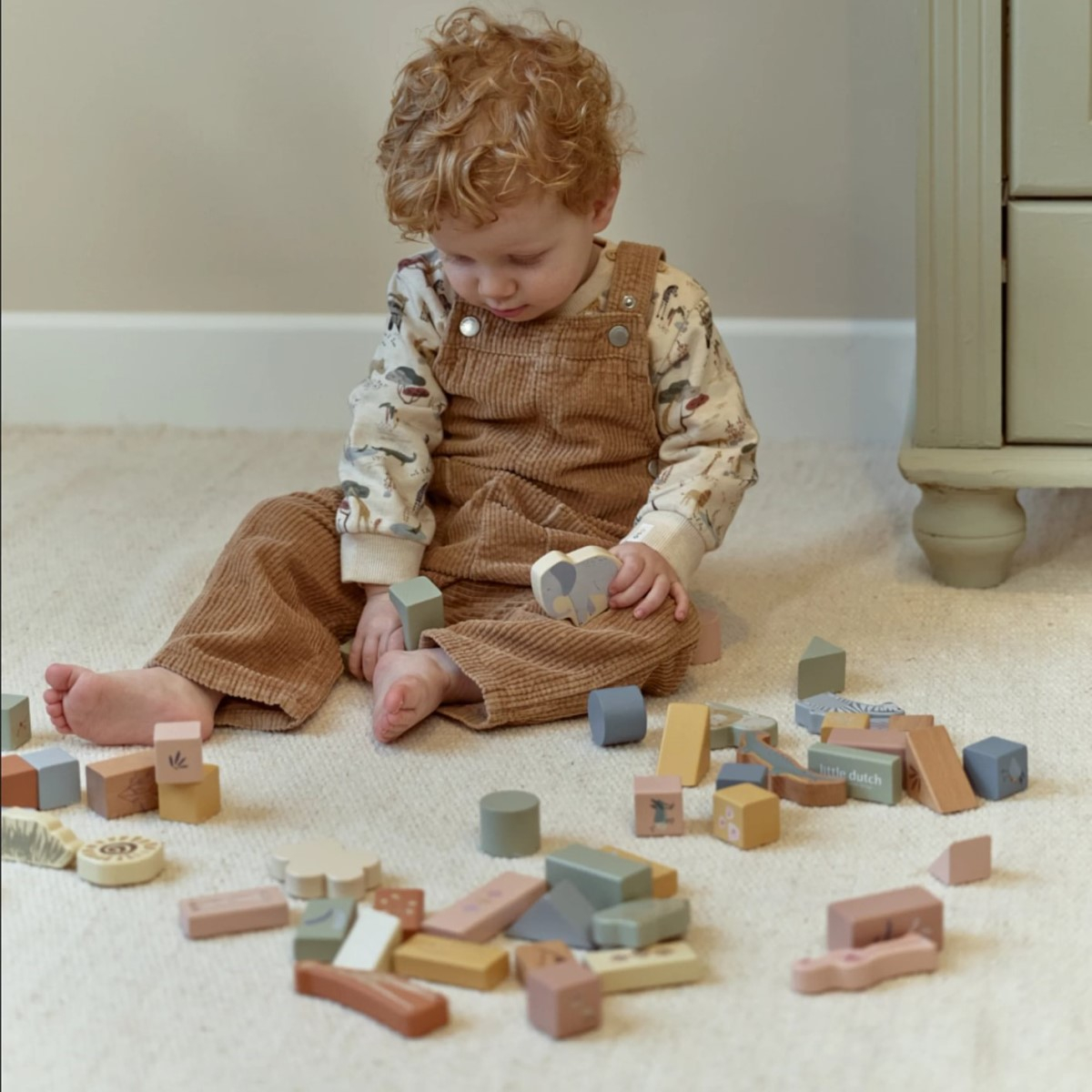 Set lesenih kock za gradnjo, SAFARI FRIENDS (24m+), 50 kock, Little Dutch (LD7445)-7