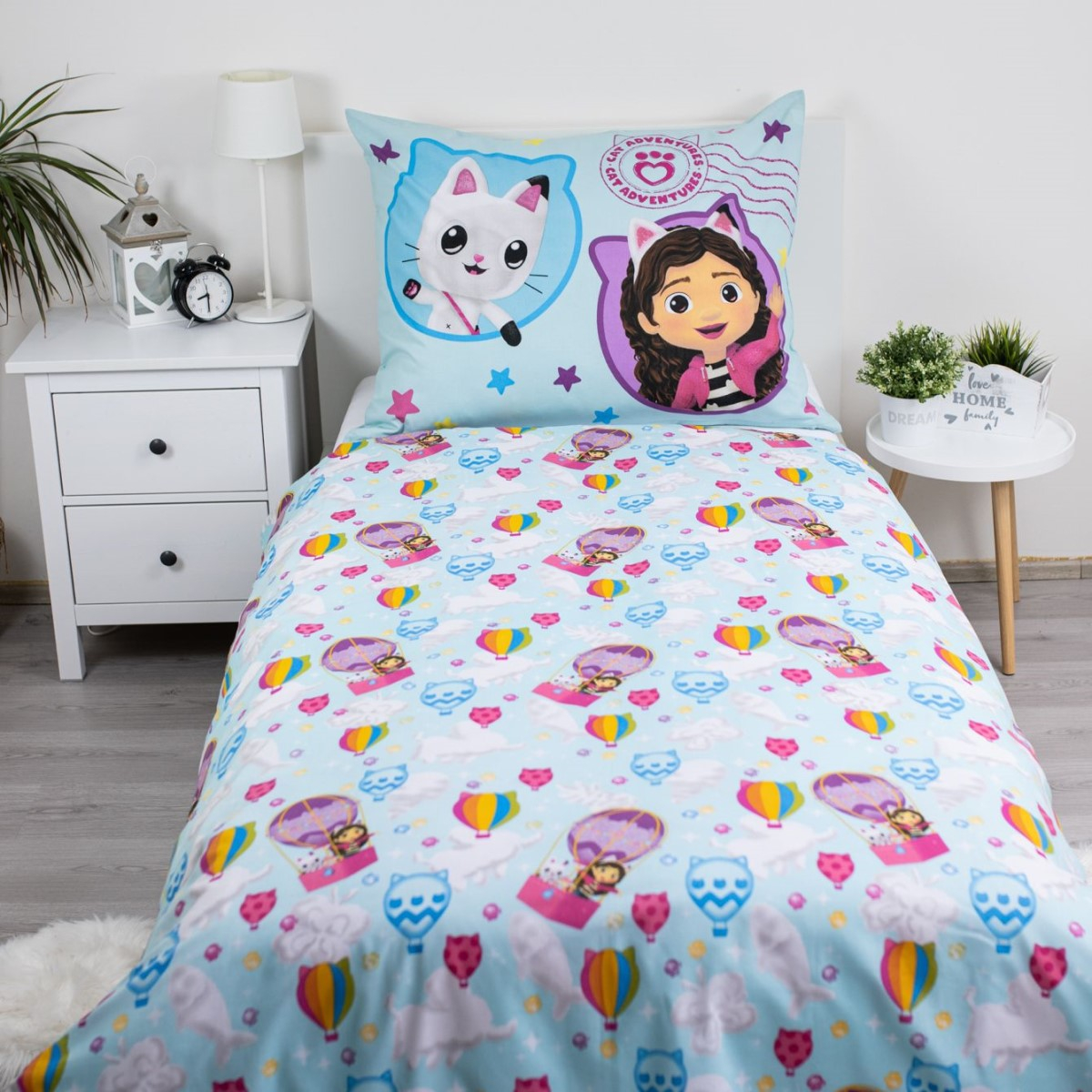 Svetlo modra 2-delna posteljnina GABBY'S DOLLHOUSE Balon, 140x200 cm-3