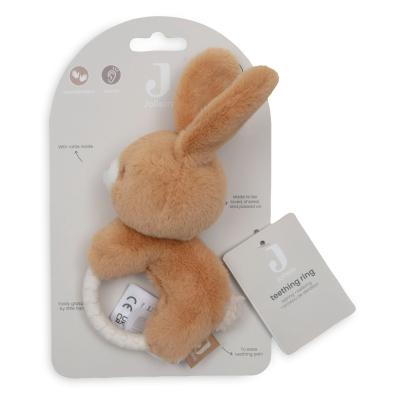 Rjava pli&scaron;asta ropotuljica - grizalo ZAJČEK Bunny Luz (0m+) Jollein&reg;