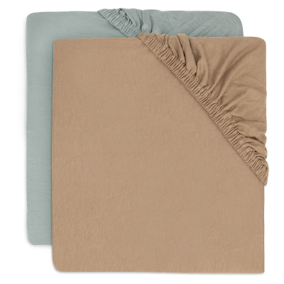 Set 2 jogi rjuh 140x70 cm, SEA GREEN/BISCUIT bombažni jersey (2 kosa), Jollein®