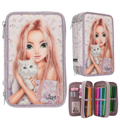 VIjolična peresnica TOPModel BLOOMING KITTY, 3 delna