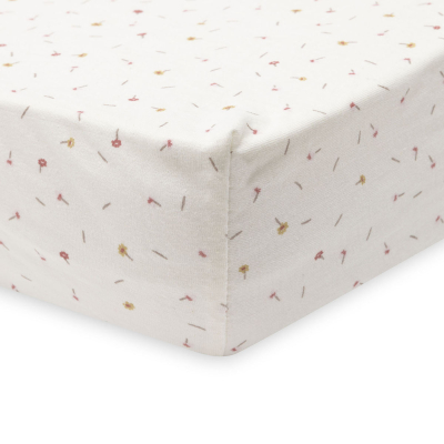 KREMNO BELA jogi rjuha 140x70 cm PRETTY PICNIC Flower Drops, bombažni jersey, Jollein® 
