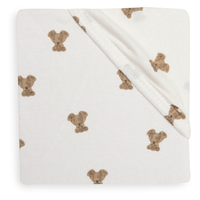 Kremno bela jogi rjuha 140x70 cm MINI TEDDY BEAR bombažni jersey, Jollein®