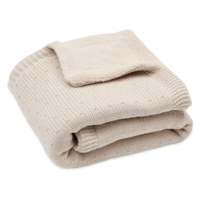 Bež dvoslojna pletena odeja 75x100cm Sprinkle knit Sand/Fluffy, Jollein® 