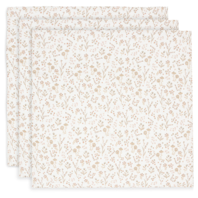 Kremno bele tetra plenice Bloomy (70X70 cm) – 3 kosi, Jollein®