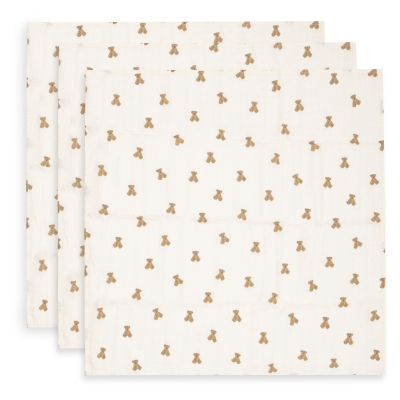 Kremno bele tetra plenice MINI TEDDY BEAR (70X70 cm) – 3 kosi, Jollein®