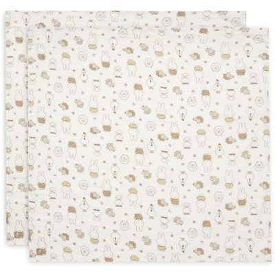 Kremno bele tetra plenice Miffy Family Farm  (115x115 cm) - 2 kosa,  Jollein®  