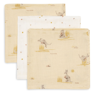 Peščeno rumene krpice za umivanje KANGAROOTS 31x31cm (3 kosi) Jollein® 