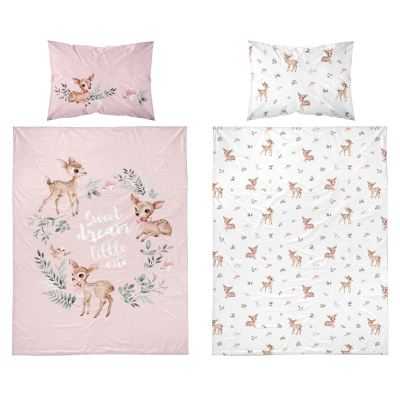 Roza dvostranska posteljnina BAMBI Sweet dream little one, 120x90 cm
