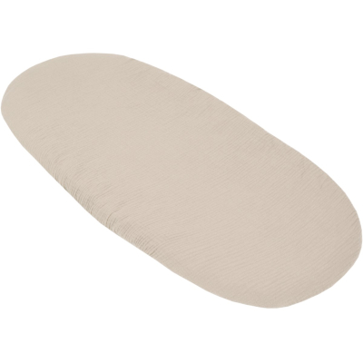 Bež ovalna rjuha za košek 75/80x35/40 cm iz bombažnega muslina, BabyLux