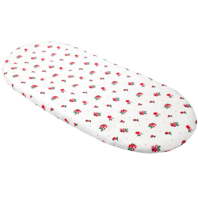 Bela ovalna rjuha za košek 75/80x35/40 cm iz bombažnega muslina - ROZA ROŽICE, BabyLux