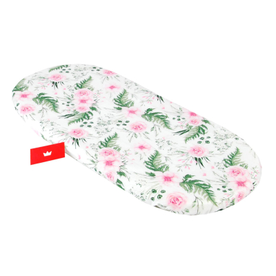 BELA ovalna jogi rjuha za košek ROZA VRTNICE 75/80x35/40 cm, BabyLux - AKCIJA