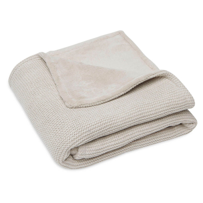 Bež dvostranska pletena odeja BASIC KNIT/FLEECE 75x100 cm, Jollein 