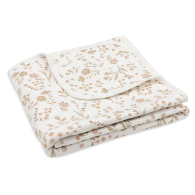 Kremno bela tanka jersey odeja BLOOMY 75x100 cm, Jollein®
