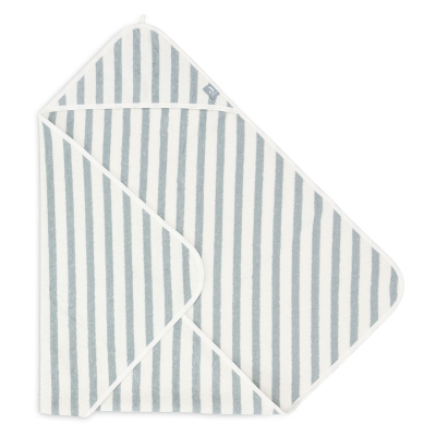 Zelena brisača s kapuco 75x75 cm STRIPE TERRY SEA GREEN, Jollein® GOTS