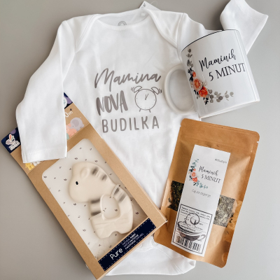 Darilni set MAMINIH 5 MINUT + BODY BUDILKA
