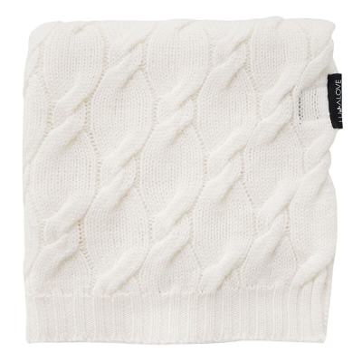 Kokos bela MERINO volnena pletena odeja LULLALOVE 80x100 cm - PREMIUM 