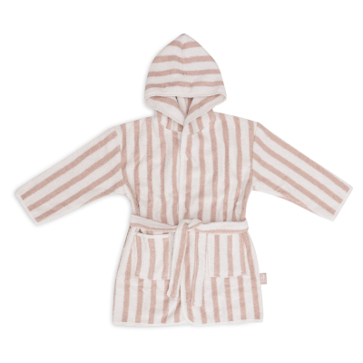 Kremno bel otroški kopalni plašč 1-2 leti STRIPE TERRY WILD ROSE, Jollein® GOTS BSS