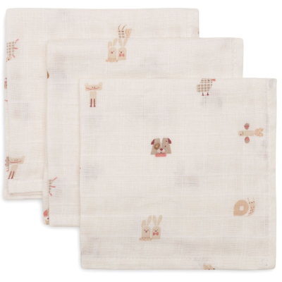 Kremno bele krpice za umivanje Animal Friends 31x31cm (3 kosi) Jollein®