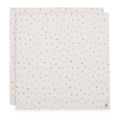 Kremno bele tetra plenice Animal Friends (115x115 cm) - 2 kosa,  Jollein®